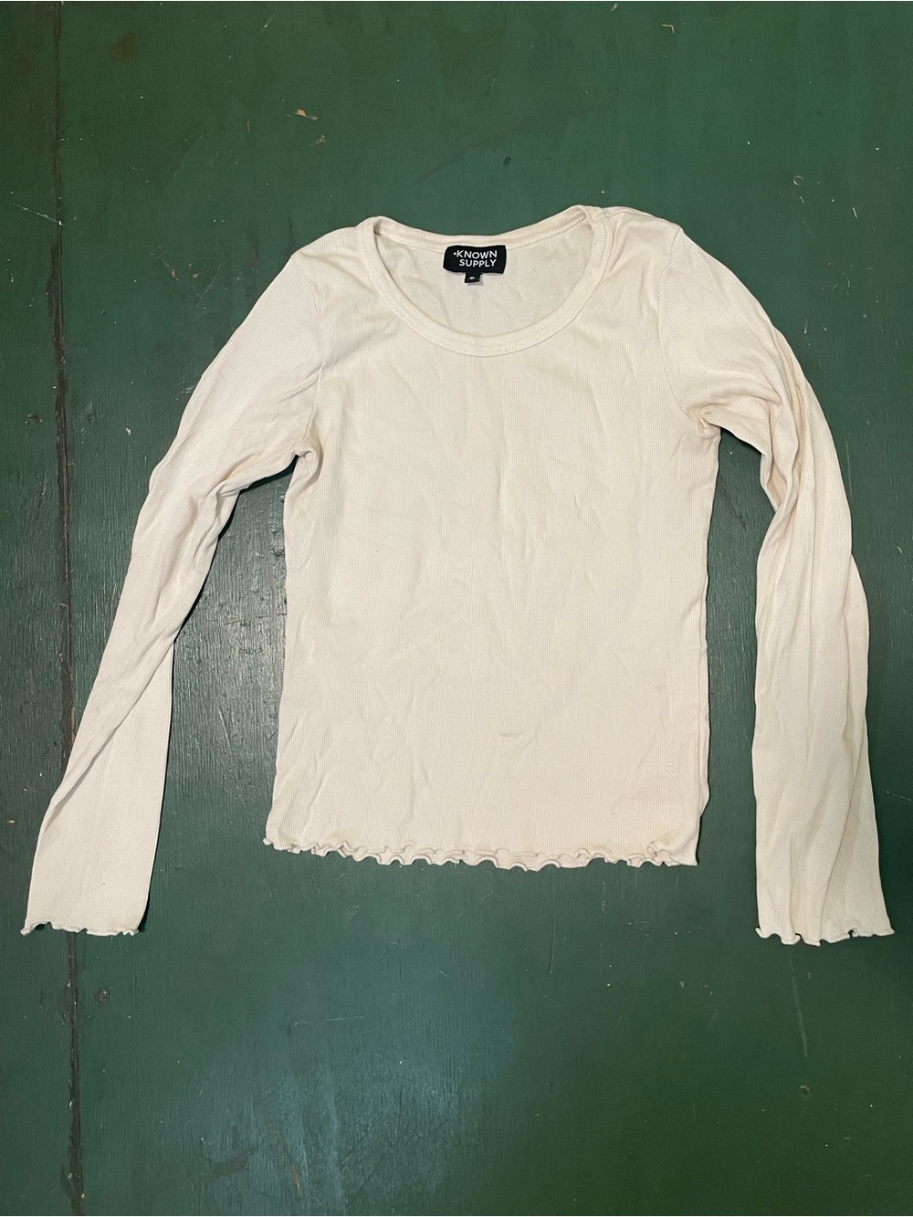 Known Supply White Long Sleeve Small Ruffle